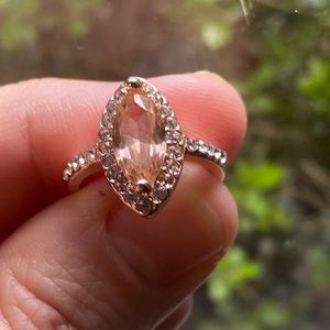 NEW RoseGold Marquise Morganite Champagne Ring sim morganite gemstone
